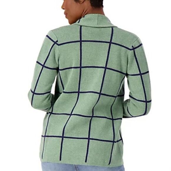 Denim & Co. Jacquard One Button Sweater Coat with Pockets - Picture 2 of 5